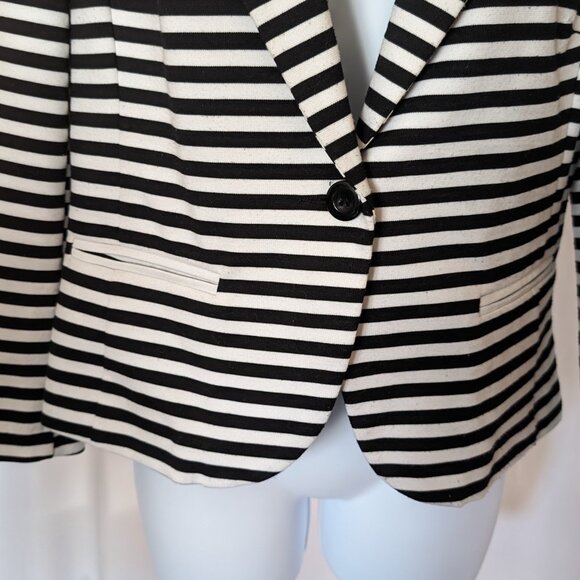 ELLEN TRACY BLAZER jacket Sz MEDIUM striped NAUTICAL VIBES OFFICE PREPPY **WOW** - Picture 2 of 12